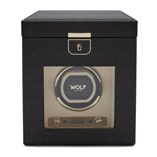 WOLF Palermo Single Watch Winder with Storage | Black