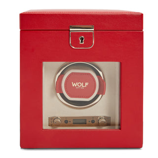 WOLF Palermo Single Watch Winder with Storage | Red