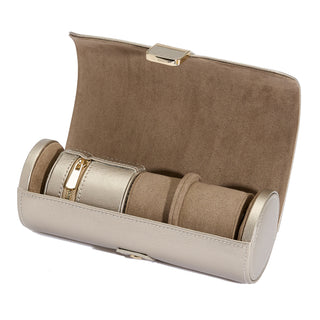 WOLF Palermo Double Watch Roll with Jewelry Pouch | Pewter