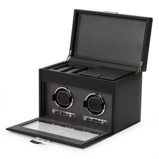 WOLF Viceroy Double Watch Winder with Storage | Black