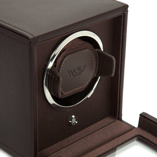 WOLF Cub Single Watch Winder with Cover | Brown