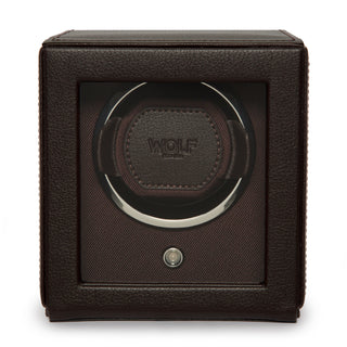 WOLF Cub Single Watch Winder with Cover | Brown