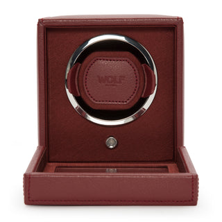 WOLF Cub Single Watch Winder with Cover | Bordeaux