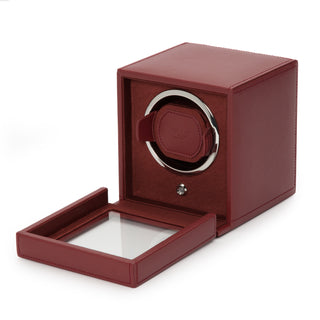 WOLF Cub Single Watch Winder with Cover | Bordeaux