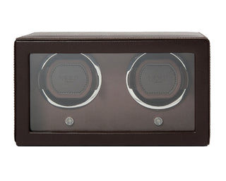 WOLF Cub Double Watch Winder with Cover | Brown