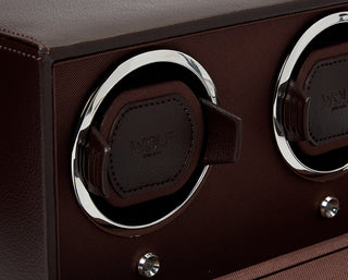 WOLF Cub Double Watch Winder with Cover | Brown