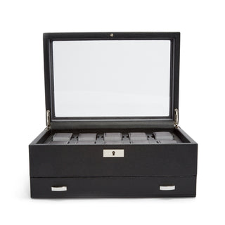 WOLF Viceroy 10 Piece Watch Box with Drawer | Black