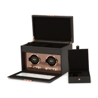 WOLF Axis Double Watch Winder with Storage | Copper