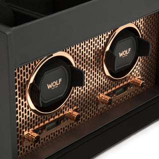 WOLF Axis Double Watch Winder with Storage | Copper