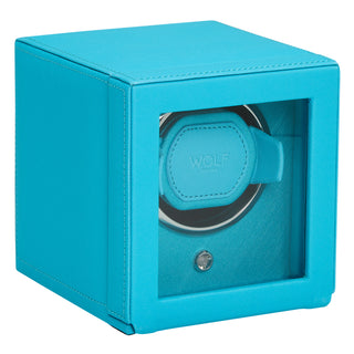 WOLF Cub Single Watch Winder with Cover | Turquoise