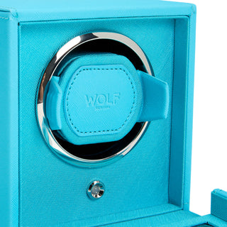 WOLF Cub Single Watch Winder with Cover | Turquoise