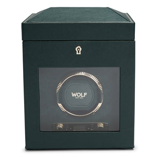 WOLF British Racing Single Watch Winder with Storage | Green