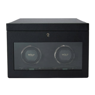 WOLF British Racing Double Watch Winder with Storage | Black