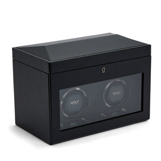 WOLF British Racing Double Watch Winder with Storage | Black