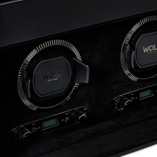 WOLF British Racing Double Watch Winder with Storage | Black