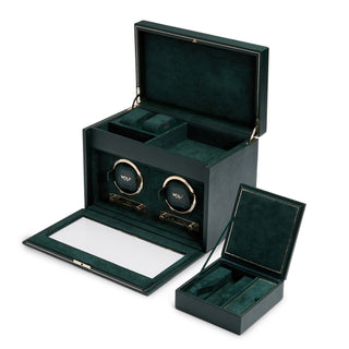 WOLF British Racing Double Watch Winder with Storage | Green