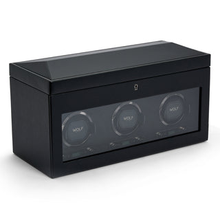 WOLF British Racing Triple Watch Winder with Storage | Black