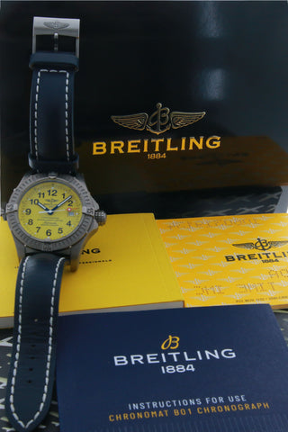 Breitling Titanium Avenger Seawolf 44 MM Automatic Watch Yellow Dial E17370