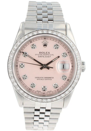 ROLEX DATEJUST 36MM 1995 16234 CUSTOM DIAMOND BEZEL FACTORY DIAM WATCHFINDER CANADA